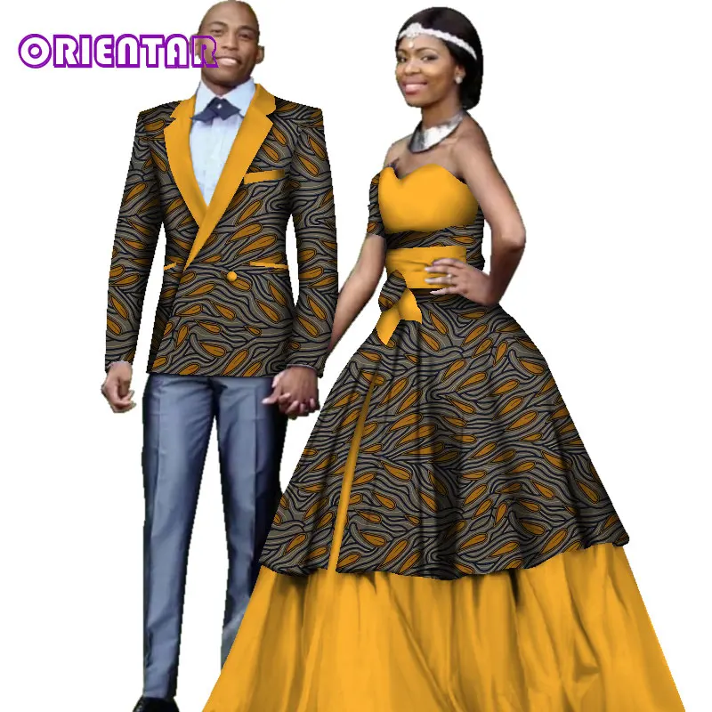 Африканская одежда для пар Свадебная вечеринка Африканский принт длинный рукав