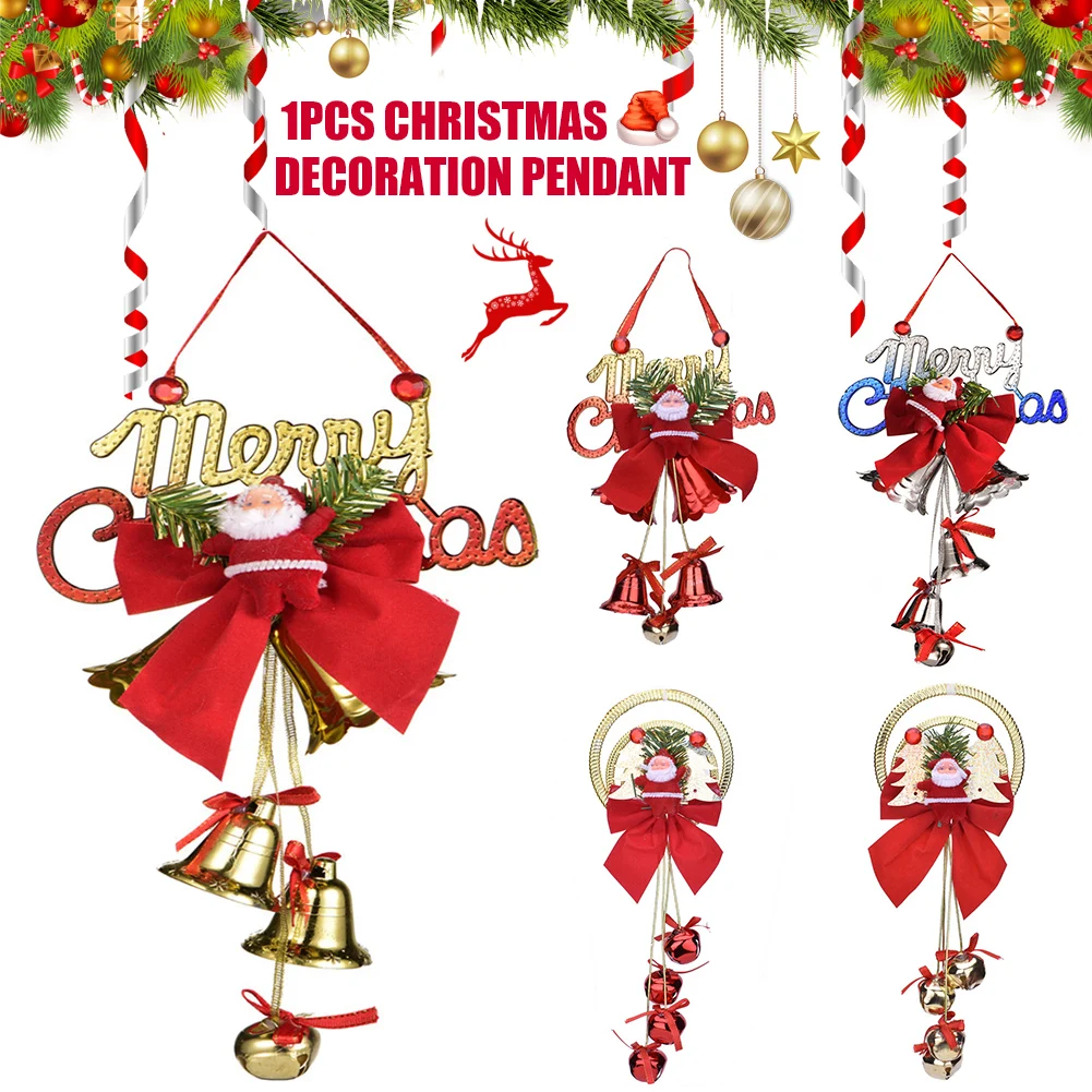 

Christmas Jingle Bell Pendant with Cute Santa Home Door Hanging Xams Tree Decoration JY
