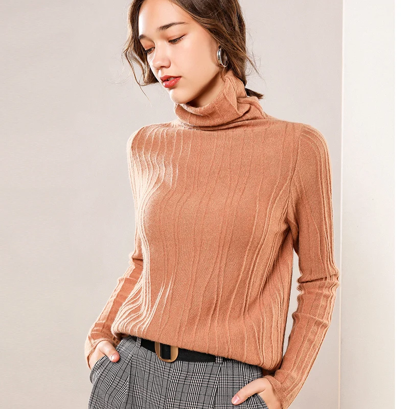 Женский Тонкий кашемировый свитер ALKMENE облегающий с высоким воротником одежда