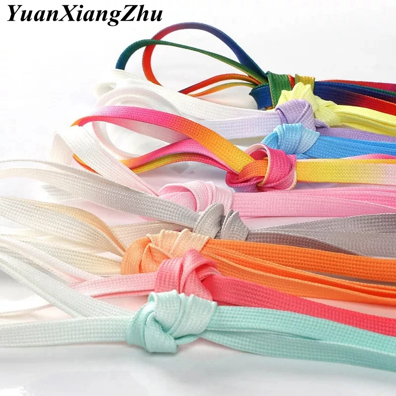 1 Pair Gradient Shoelaces Rainbow Laces Colorful Flat Shoelace for Sneaker Casual Canvas Shoe laces Shoes Strings 90cm/100cm