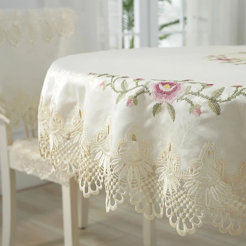 Элегантная атласная Скатерть vezon с вышивкой крестиком кружевная скатерть