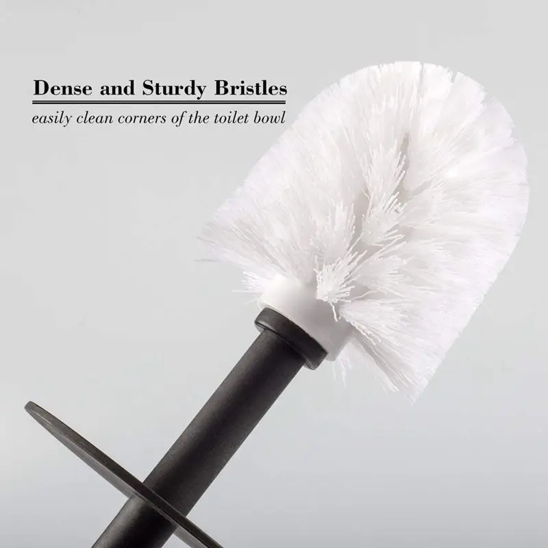 

Toilet Brush and Holder Set, Toilet Bowl Brush with Holder Black for Bathrooms, Modern Design Toilet Brush with Lid Longer Brush