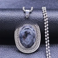 bohemia stainless steel black flash stone charm necklaces silver color long necklaces boho jewelry collares de mujer n3608s04