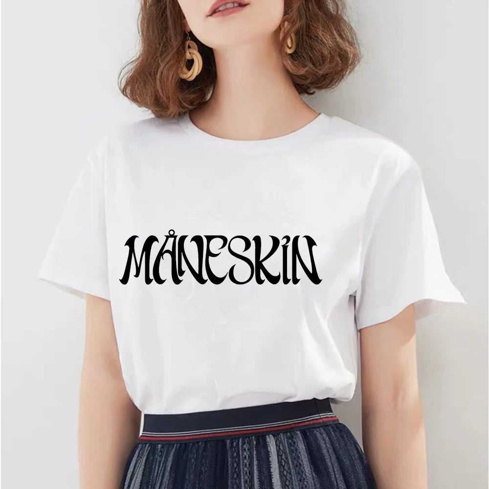 

Maneskin Summer Tops Hand Painted Vintage Tshirt Print Short Sleeve Women Unisex Casual O-neck Aesthetic Clothes Tee Shirt Femme