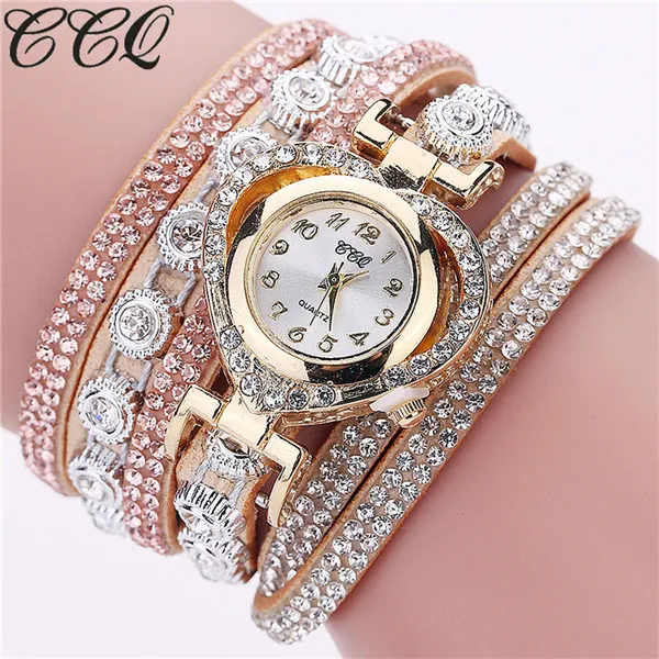 

Women watches Vintage Rhinestone Crystal Bracelet Dial Analog Quartz Wrist Watch Reloj Mujer Heart Shape