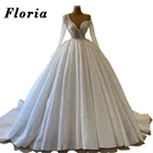 Мусульманское свадебное платье с одним рукавом от кутюр длинное платье невесты с Бисером Дубай 2020 пышное свадебное платье с v-образным вырезом De Mariee