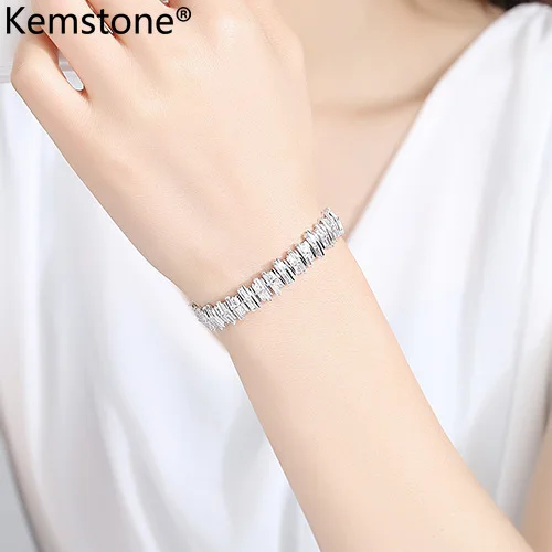 Браслет Kemstone из циркония и белой меди с регулируемыми звеньями женская бижутерия