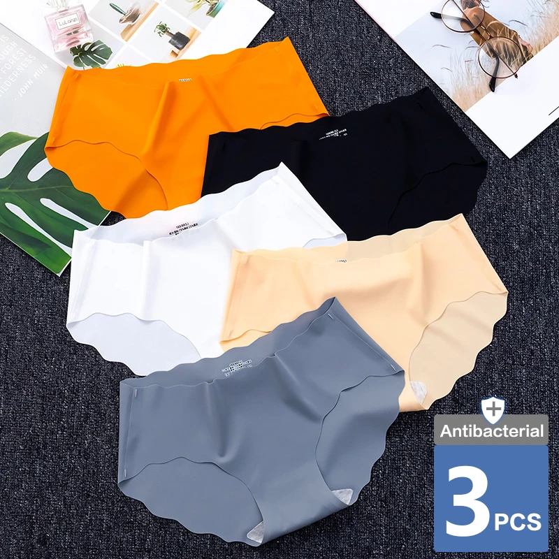 

Ruffle Seamless Ice Silk Panty Women's Panties Soild Underwear Female Intimates Ladies Mid-Rise Briefs Sexy Lingerie Underpants