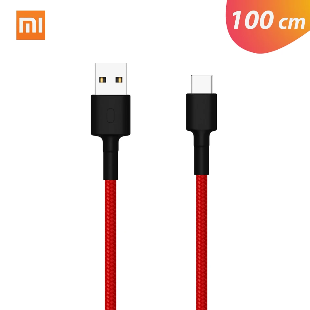 Red Xiaomi USB-C кабель для передачи данных TPE тканевый Плетеный type-C кабель для передачи данных Быстрая зарядка стабильный кабель для передачи данных зарядный кабель - Цвет: Red
