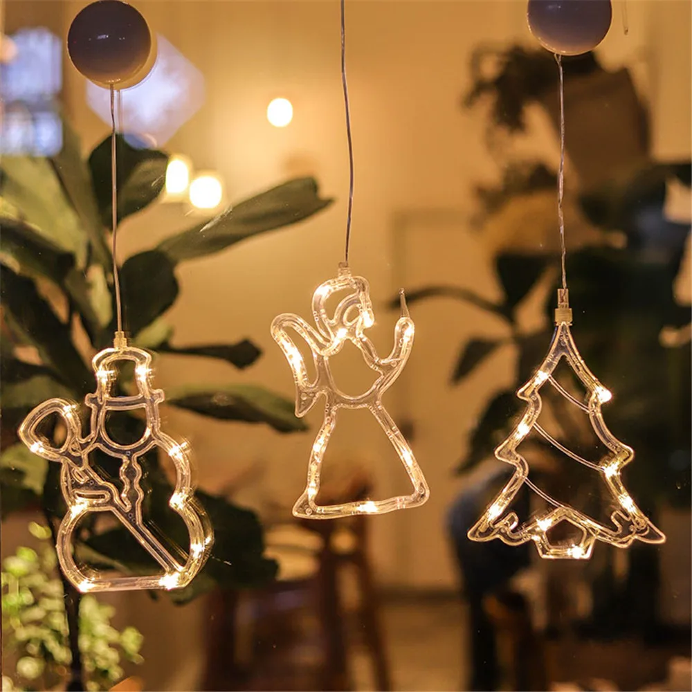 Рождественский Декор светодиодный ночник шикарная лампа на присоске для окна