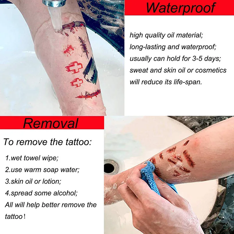 30 шт. Хэллоуин Поддельные Шрам Татуировки Водонепроницаемый временные Зомби