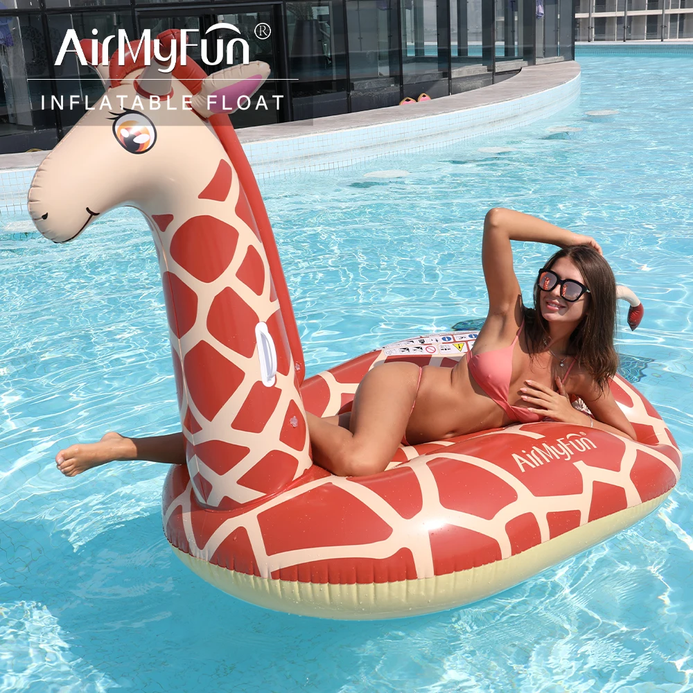 AirMyFun Inflatable Giant Giraffe Pool Floats for Adults, 87x42x55 Inches Water Fun Floaties Toys