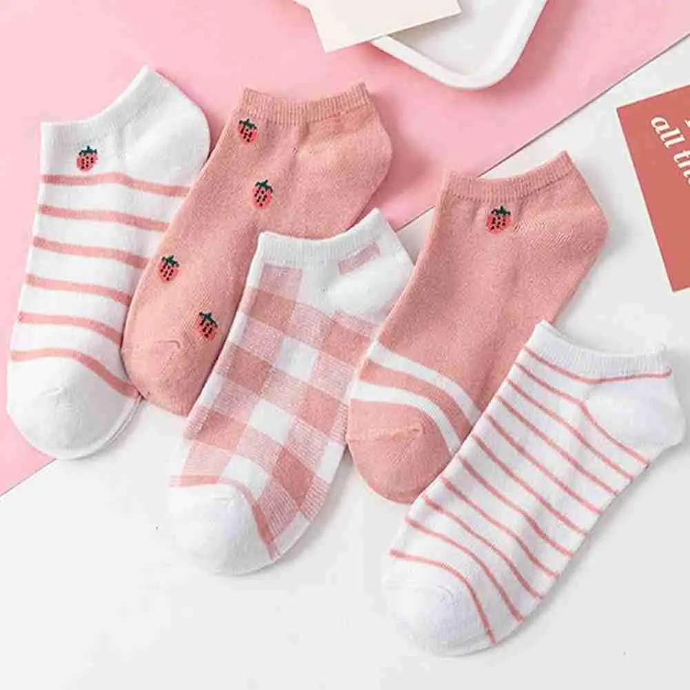 

2021 Fashion Women Cute Short Socks Female Casual Sweet Ankle Cat Pink Invisiable Funny Girl Socks Harajuku Short Cute Colo S8G9