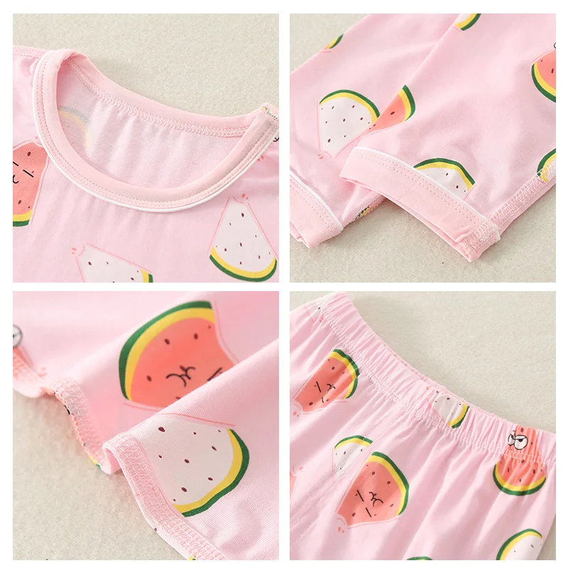 

Summer Long Sleeve + Pants 2pcs Set Tracksuit Pineapple Watermelon Printed Clothing for Boys and Girls Sleepwear Homewear Kids