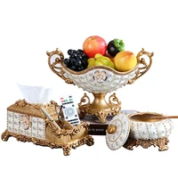 european resin diamond fruit plate dried fruit candy dish tissue box ornaments home livingroom table furnishing decoration craft