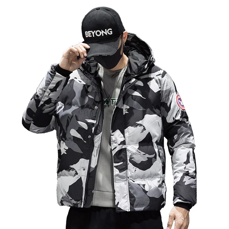 

2020 winter trendy hooded jacket camouflage men's padded jacket men thick warm cotton jacketcoat male tops plus size