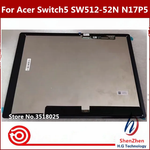 

Оригинальный Новый 12-дюймовый ЖК-дисплей для acer Switch5 SW512-52N, N17P5, ЖК-дисплей кодирующий преобразователь сенсорного экрана в сборе, Сменное раз...