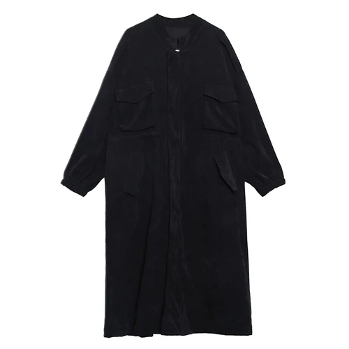 black WLD2509 XITAO X длинный плащ большого размера женские модные новые осенние Элегантные карманные черные свободные маленькие свежие повседневные стильные пальто WLD2509 - Цвет: black WLD2509