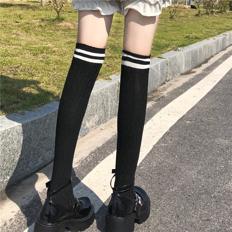 Fashion Letter grey color Long Cotton Luxury Stocking no box Over Knee Stocking Women Spring Knee High Knitted Stockings kuwa1se