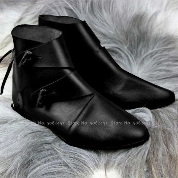 Retro British Style Men Prince Knight Cosplay PU Leather Ankle Boots Women Gothic Carnival Party Stage Lace Up Long Tube Shoes |