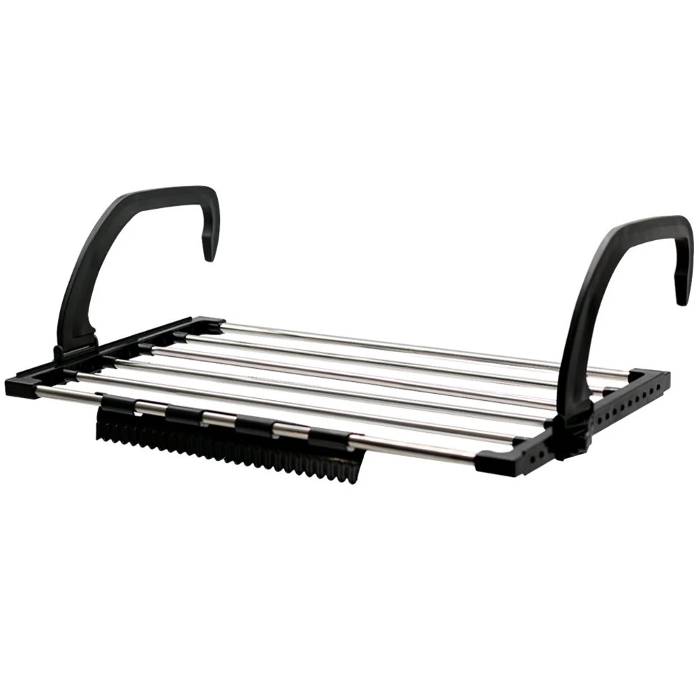 

Folding Towel Drying Rack Stainless Steel Clothes Hanging Racks with Clips for Balcony Windowsill F2