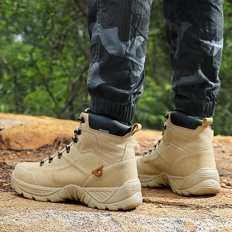 2022 Outdoor Waterproof Desert Men Tactical Boots Suede Leather Hiking Shoes Men Sneakers Lightweight Combat Military Army Boots