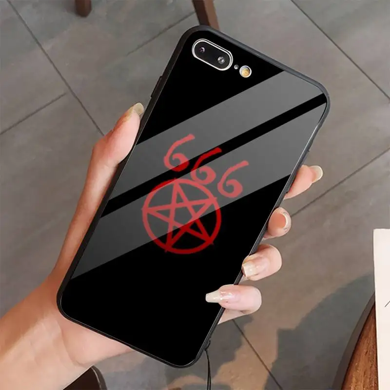

Pentagram 666 Demonic Satanic Phone Case Tempered glass For iphone 5C 6 6S 7 8 plus X XS XR 11 PRO MAX