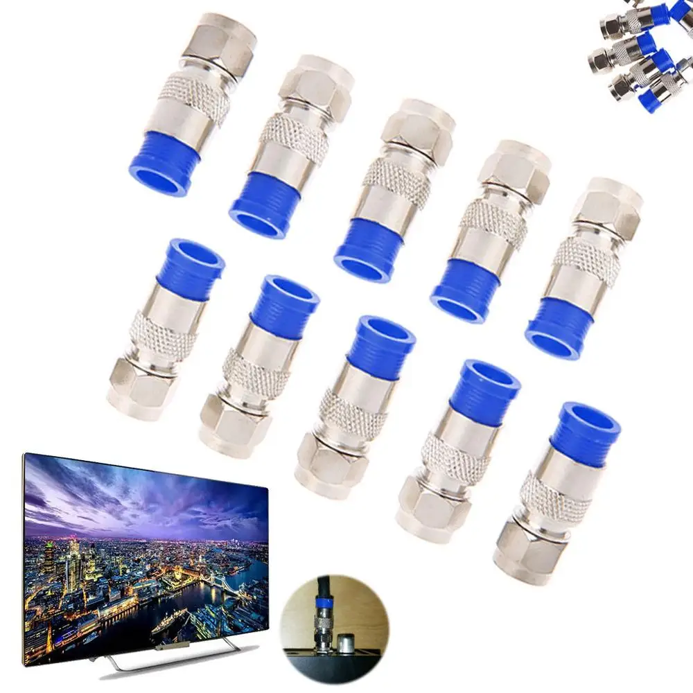 10Pcs RG6 RG59 F Compression Connectors Coaxial Coax Cable Fitting Tools O-Ring | Обустройство дома