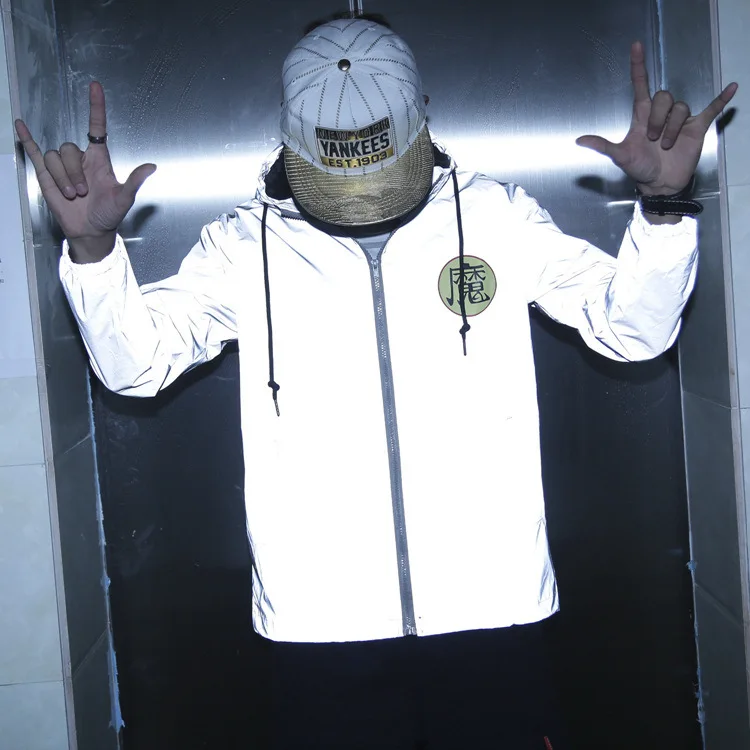 Ветровка Светоотражающая летняя с капюшоном на молнии | Мужская одежда