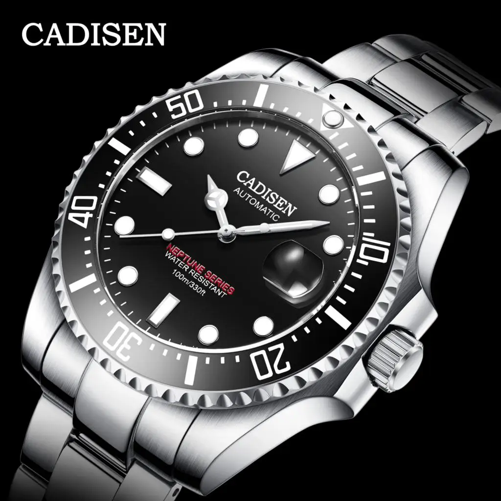 

CADISEN Japan Mechanical Movement Watch Men 100M Waterproof Top Brand Automatic Watch Ceramics Business Sport Relogio Masculino