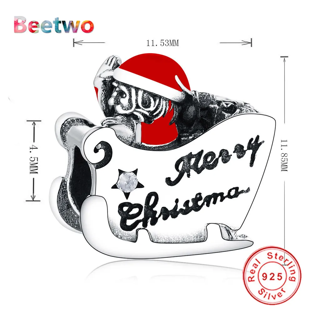 

Fit Original Pandora Charms 925 Silver Santa Sleigh Bracelet Charm Women Jewelry Christmas Berloque