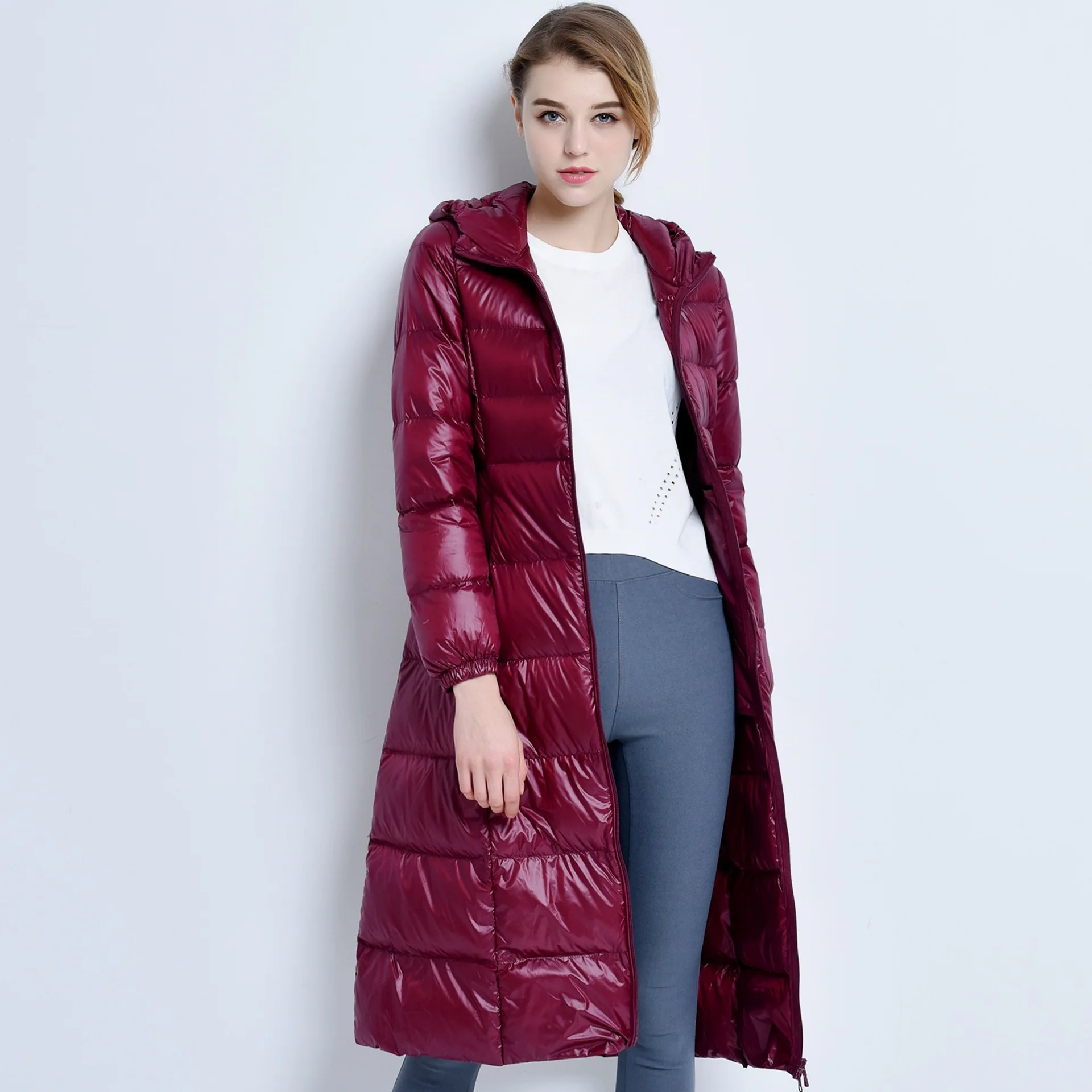 2019new long down jacket female over the knee thickening super large size coat fashion slim white duck winter clothing | Женская одежда