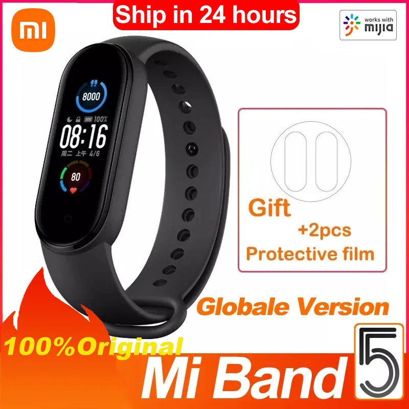 

Original Mi Band 5 Smart Band 5 Fitness Tracker Watch Heart Rate Sports Bluetooth Waterproof Smart Band 4 Color AMOLED Screen