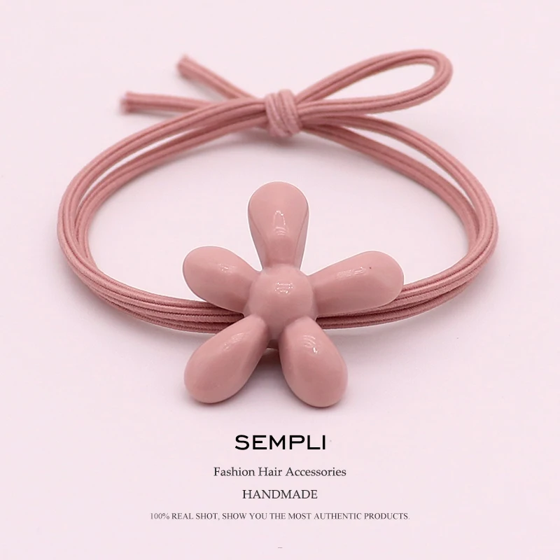 S Sunflower Flower Petal Shape Floral Girls Women Elastic Hair Bands Kids Rubber Bands Strong Elastic Hair Scrunch