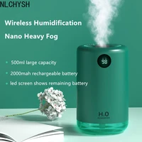 500ml large capacity ultrasonic humidifier 2000mah battery portable usb air aroma diffuser humidifiers with light led display