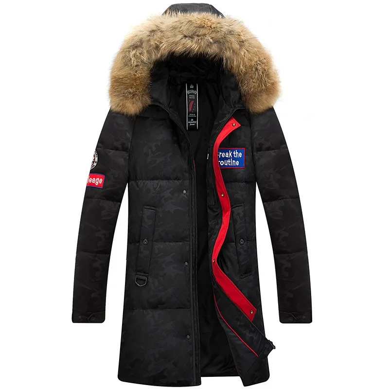 

High quality women's winter jacket Red Black thick warm men coat fashion design long 90% white duck down jacket men/women