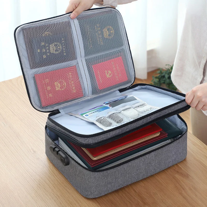 

2-layer Combination Lock Storage Bag Home Office Passport Certificate Deed Card Storage Organizer Bag