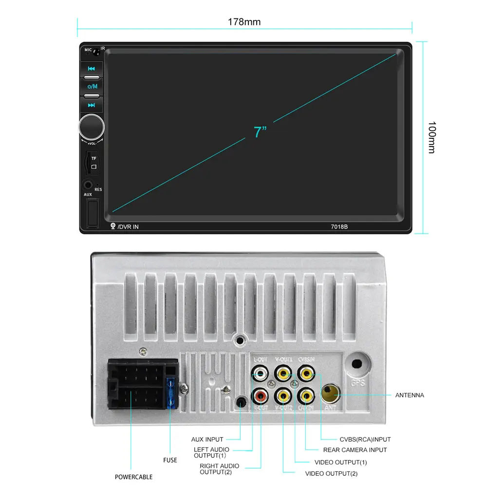 Автомагнитола Podofo на Android 7 &quot 2 Din ГБ + 32 Гб ПЗУ мультимедийный плеер автомагнитола