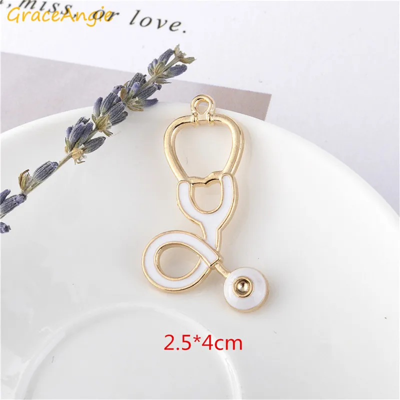 

9pcs syringe stethoscope nurse hat pendant necklace pendant Medicine Charms Syringe Charms Pendants Jewelry Make Stethoscope