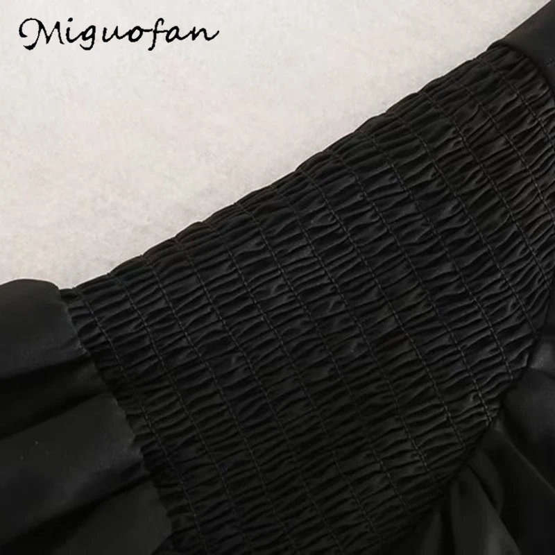 Miguofan винтажная черная блузка с открытыми плечами женские блузки рубашки длинным