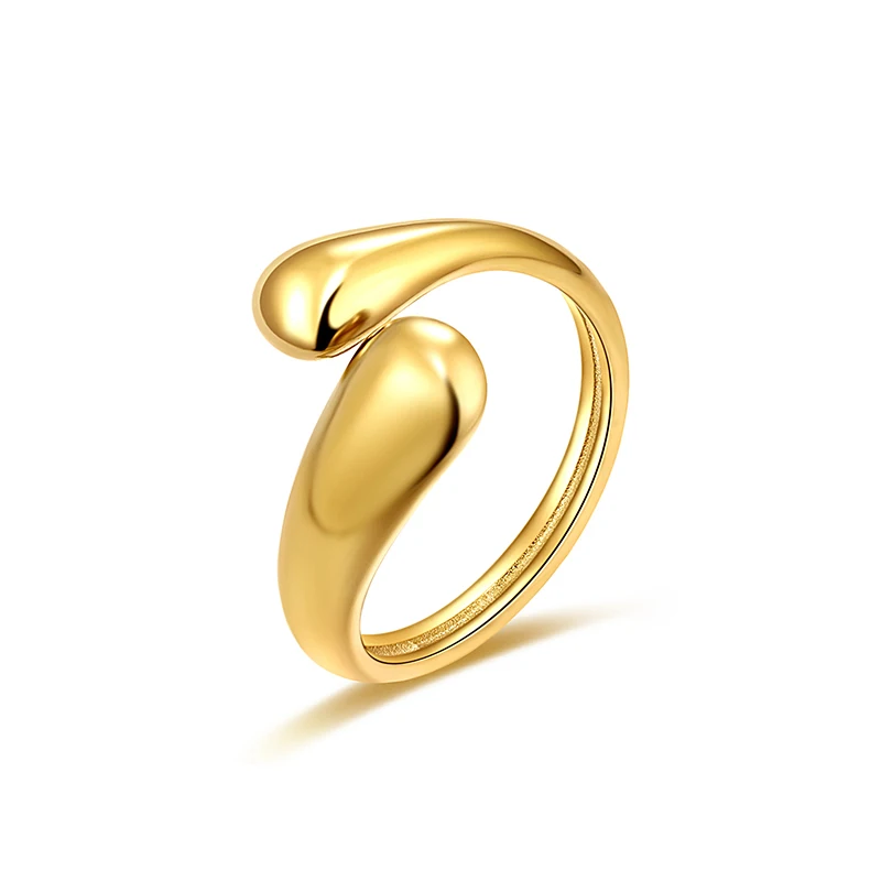 

Stainless Steel Water droplets Resizable Open Size Ring Teardrop Adjustable Finger Ring for Women Brazilian Fashion Jewelry Gift