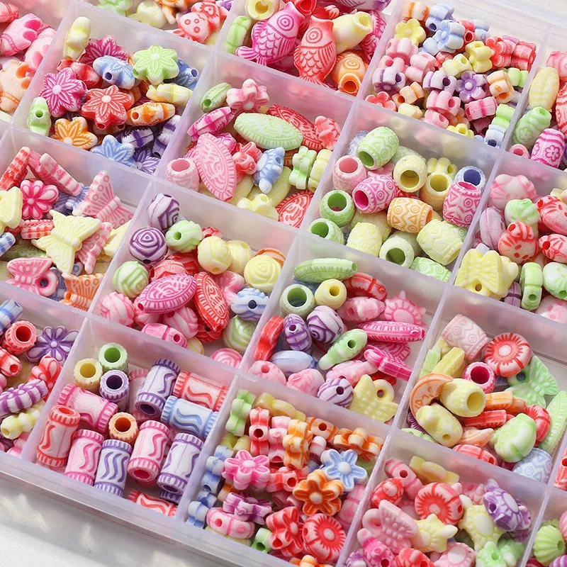 

2box DIY Handmade Beads for Kids, Mixed Color Beads Set for Necklace Bracelet Jewelry Findings B & A
