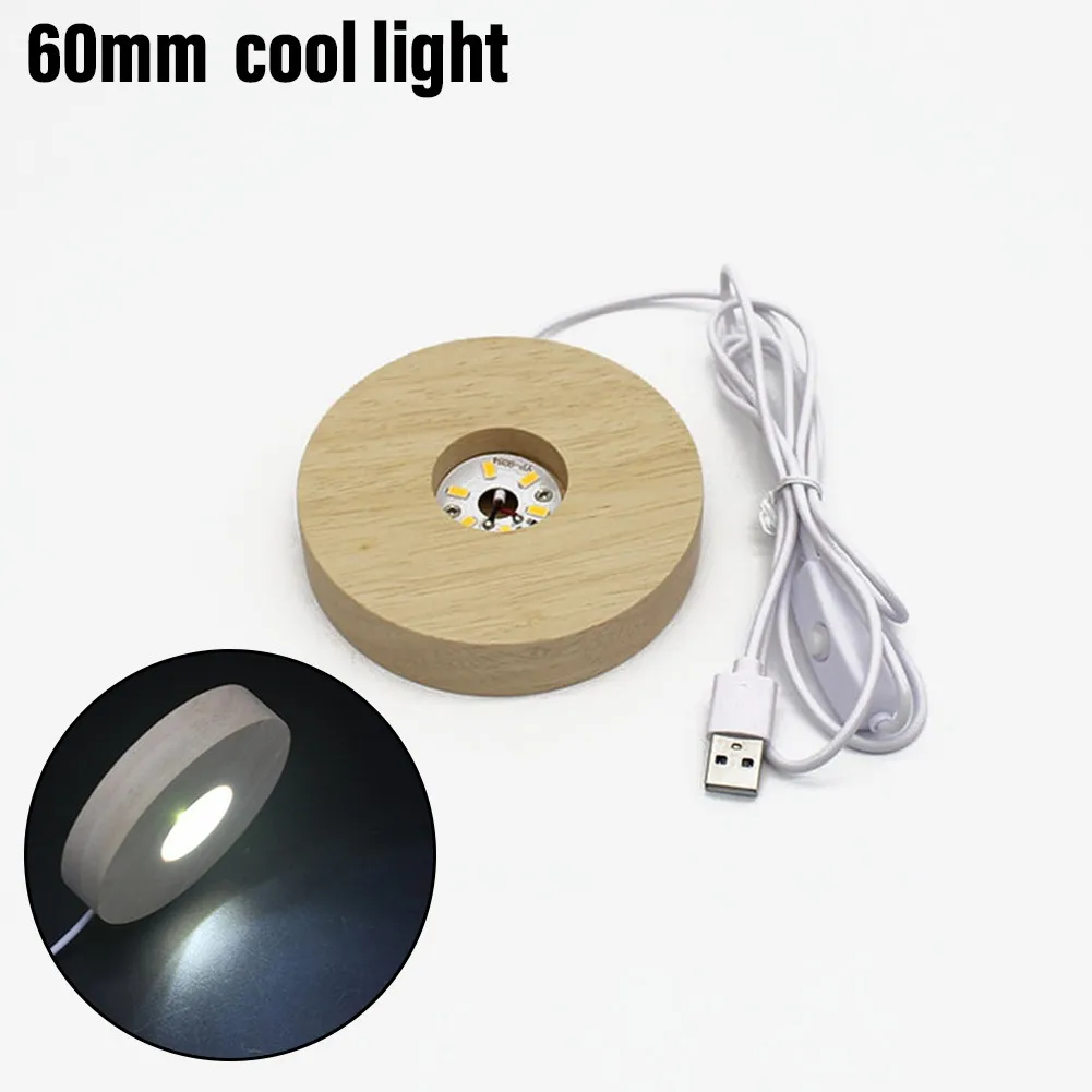 

Handmade Wood Ornament Night Lamp Base Stand LED Light Colorful Crystals Glass Resin Art Dispaly Base