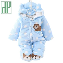 HH Baby Winter Romper Warm Hlannel Plush Jumpsuit Baby Girl Boys Bear Animal Costume Hooded Newborn Baby Bear Pajamas Overalls