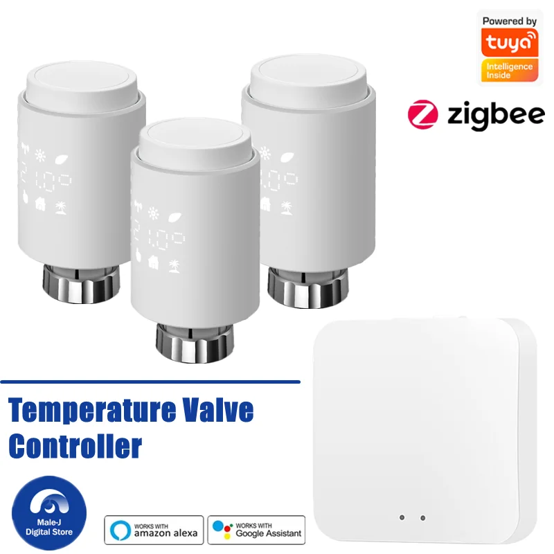 

Привод радиатора Tuya Smart ZigBee, программируемый термостатический радиатор с контроллером температуры и клапаном, совместим с Alexa Google Home