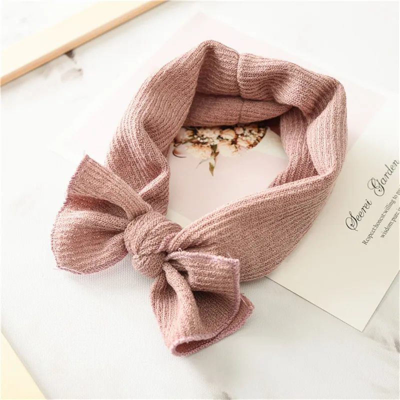 pink Ruoshui детская осенне-зимняя вязаная головная повязка, однотонные Детские аксессуары для волос, эластичная резинка для волос, повязка на голову, детский обруч для волос - Цвет: pink