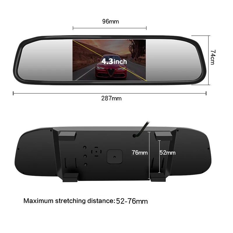 4.3 inch Car HD Rearview Mirror Monitor Video Auto Parking Assistance LED Night Vision Reversing Rear View Camera | Автомобили и