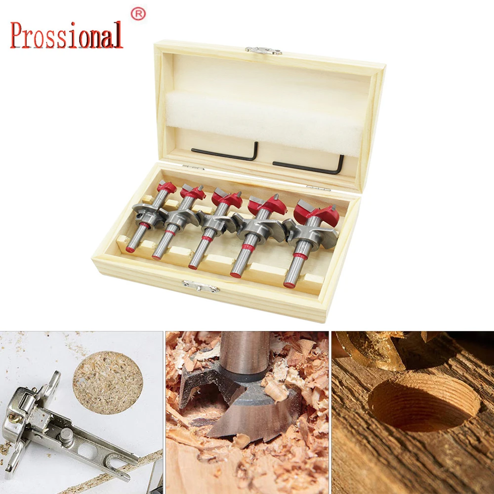 Набор сверл Forstner комплект из 5 насадок для дрели диаметр 15 20 25 30 35 мм шестигранный