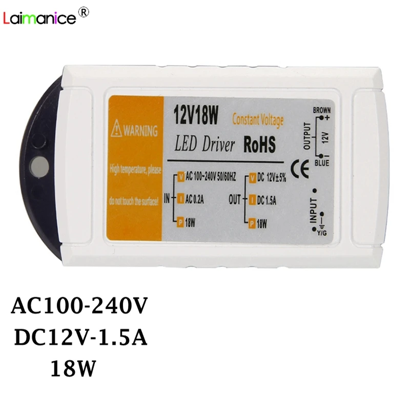 DC12V 18 Вт 36 72 100 Трансформаторы освещения высокое качество светодиодный драйвер