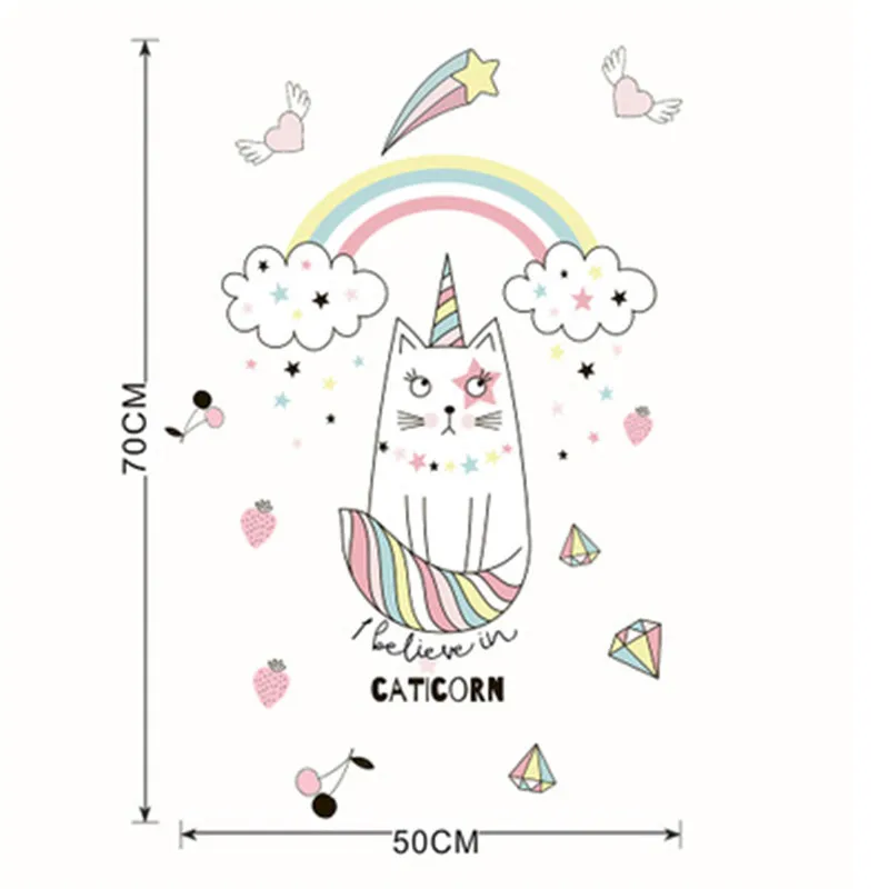 Скандинавский стиль Радужные облака единорог настенные наклейки для детей